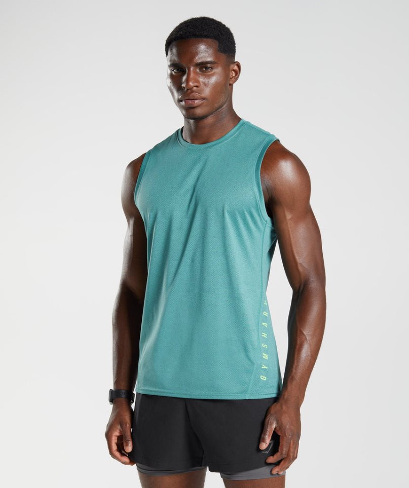 Men\'s Gymshark Sport Tanks Turquoise | NZ 5XUJTP